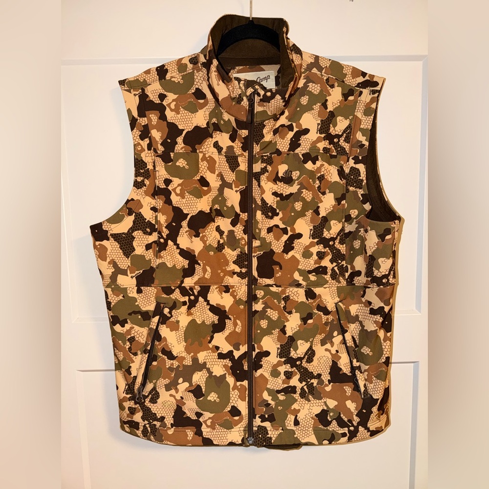 Duck Camp Vest Men's Large Contact Softshell Wetland Camo Outdoor Hunting